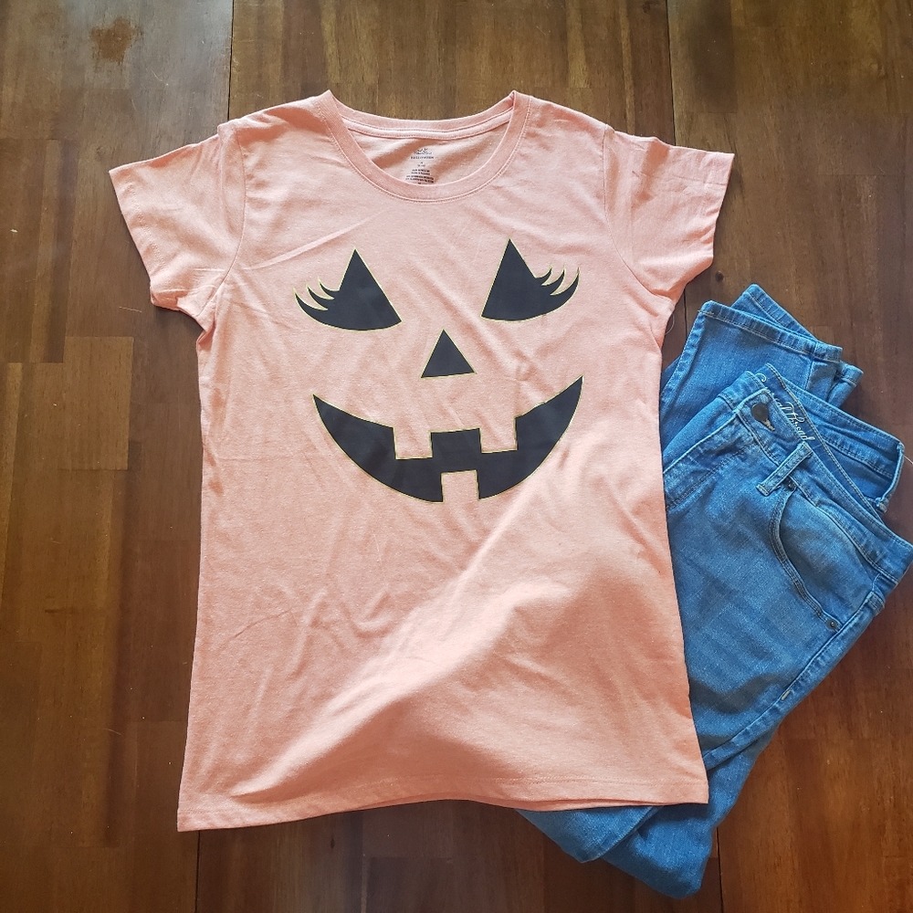NWT Celebrate It Orange Jack-o-lantern Top